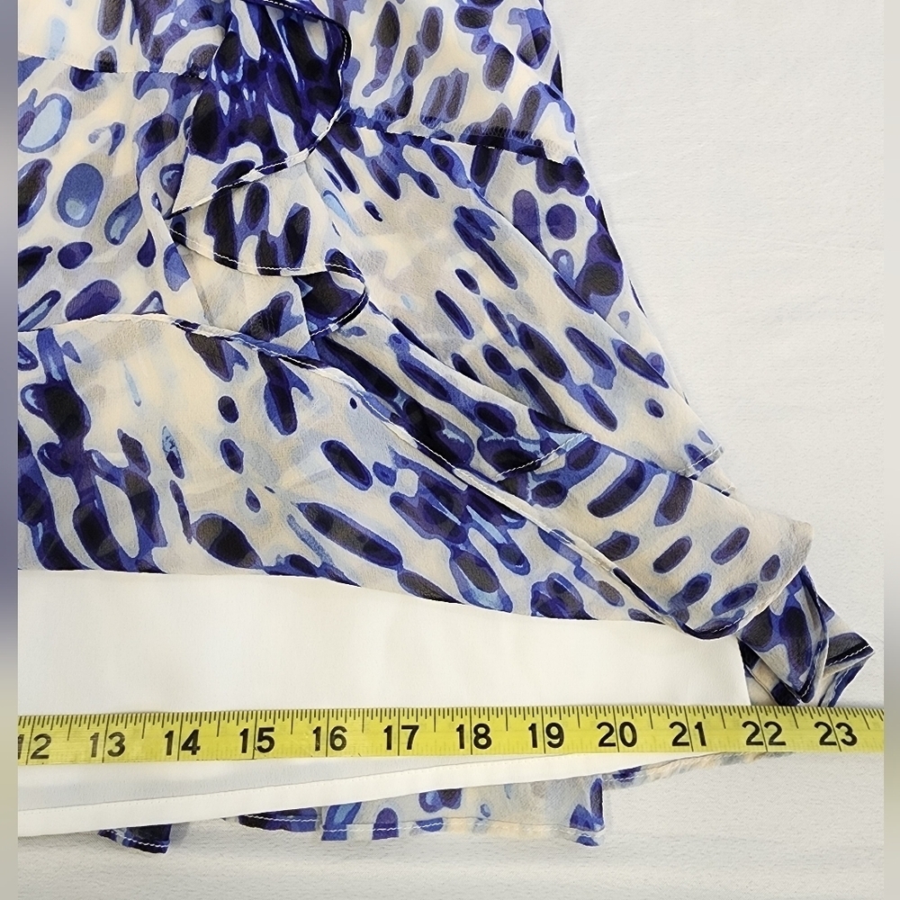 BCBGMaxAzria White and Blue Printed Mini Dress - Picture 8 of 16